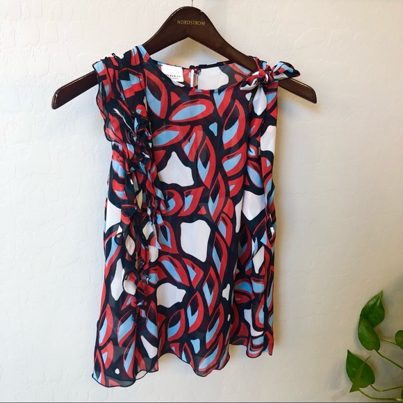 Pinko Tops - PINKO viscose sheer printed top with ruffles